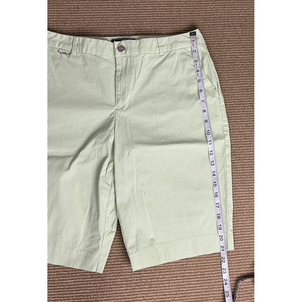 Ralph Lauren LRL Active Shorts Womens 10 Chino Green Striped Cotton Outdoor - Picture 10 of 10